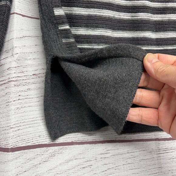 T by Talbots Gray Black cowl neck pullover striped tunic sweater size XL - Picture 5 of 10